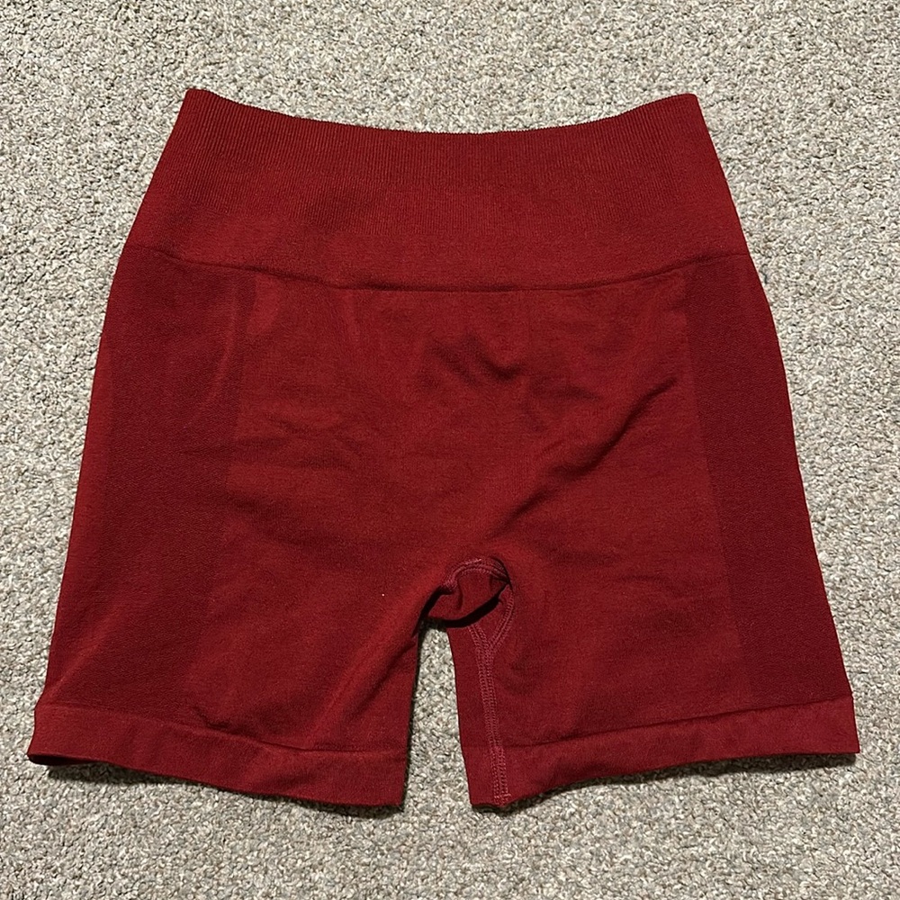 Amazon Burgundy Workout Shorts w/ Glute Scrunch